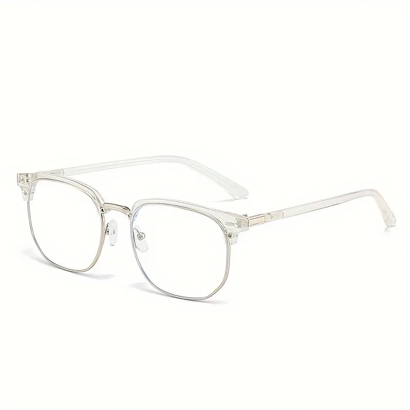 1-teilige Herren-Brille im lässigen Stil mit halber Rahmen, PC-Gläser, dekorative Brille, Schwarz, ideale Geschenkauswahl – Detail 4