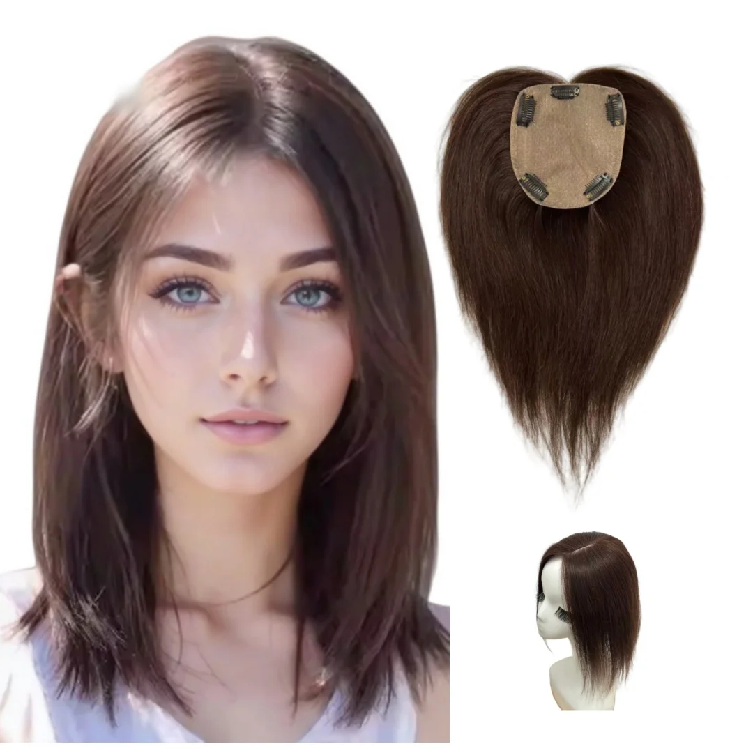 قاعدة الحرير الشعر البشري القبعات العالية للنساء كليب في قطع الشعر مع عدم وجود الانفجارات الحرة فراق فروة الرأس الطبيعية وصلات شعر برازيلي