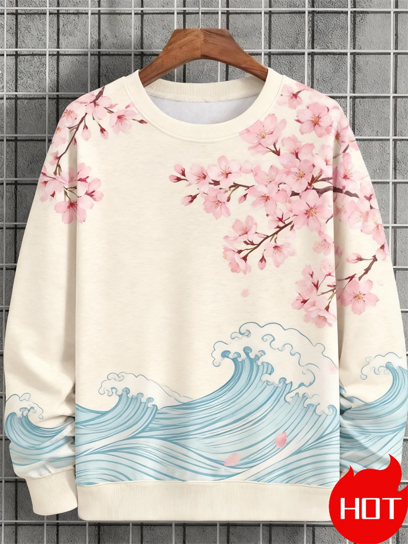 Cherry Blossom Pattern 3D Print Sweatshirts Women New Casual O-Neck Hoodies Streetwear Y2k Pullover Harajuku Tops Woman Clothing