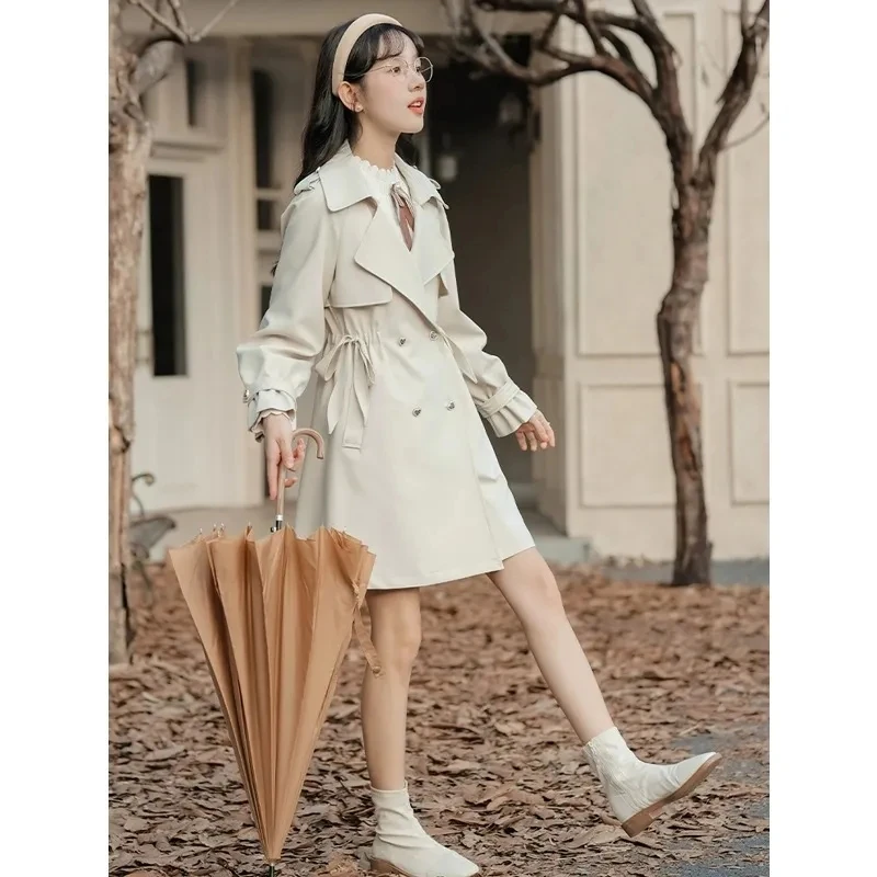 Small French style commuting trench coat for women 2025 new autumn British style Korean loose coat