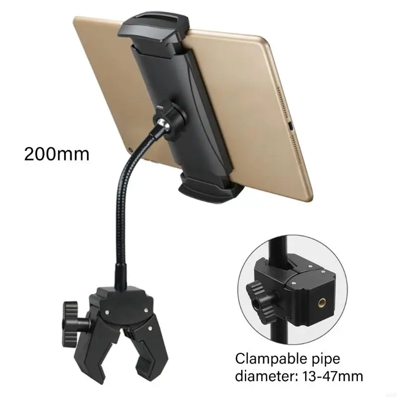 

462E Flexible Position Tablets Mount Adjustable Clamp Base 4 Length Poles Desktop Gym Use