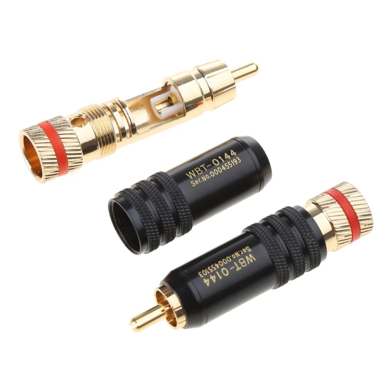 4 Pcs WBT-0144 Gold Plated RCA Plug Lock Soldering o/Video Plugs Connector P9JD