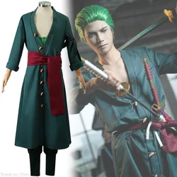 Roronoas Cosplay Costume Anime Kimono Robe Zoro Cloak Uniform Halloween Outfits With Earrings For Comic Con