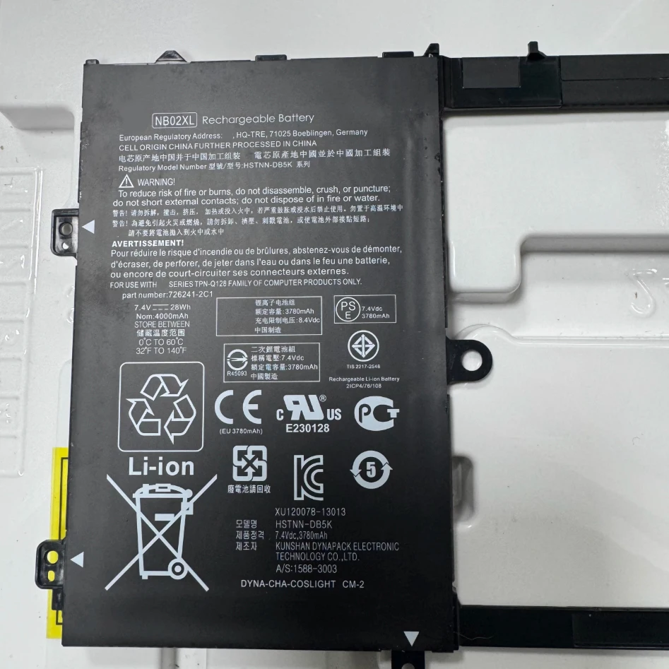 Batería para Portátil NB02XL para PC y Tablet Serie 11-h000 11-h100 x2, TPN-Q128 HSTNN-YB5K 722232-005 726241-851 7.4V/28Wh
