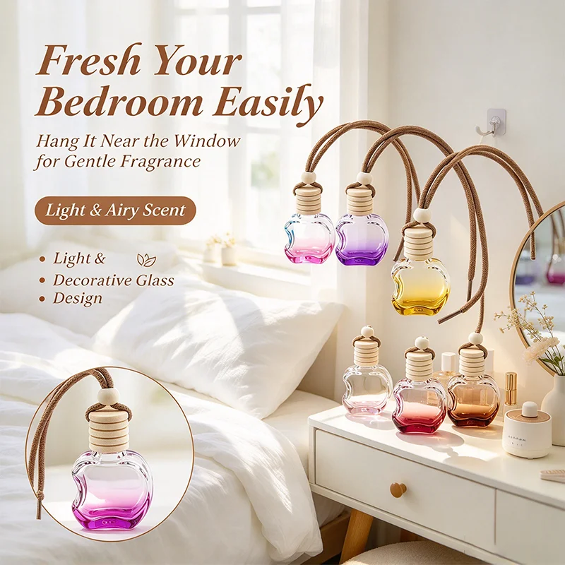 2PCS Pack Air Freshener Car Perfume Clip Essential Oil Diffuser Vent Empty Glass Bottle Decoration Aromatherapy Glass Bottle