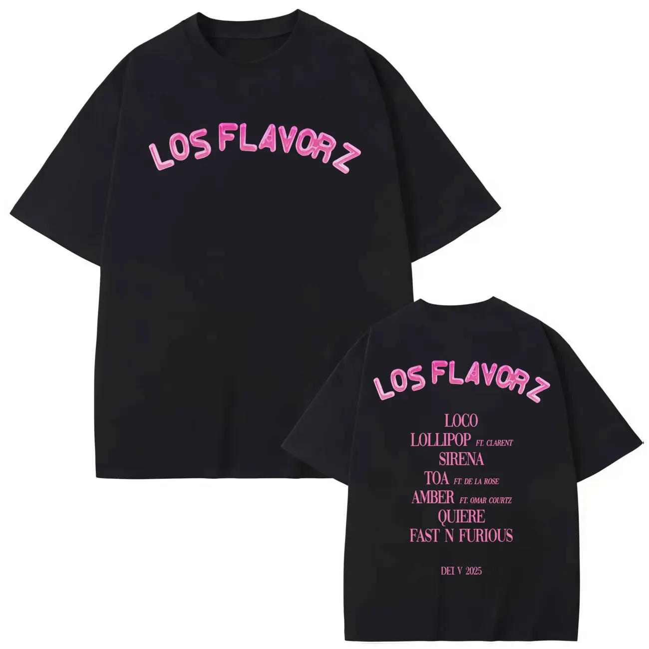 

Rapper Dei V Los Flavorz Tour 2025 Merch T Shirt Fashion Hip Hop Short Sleeve T-shirt Men Women Clothing Casual Cotton T-shirts