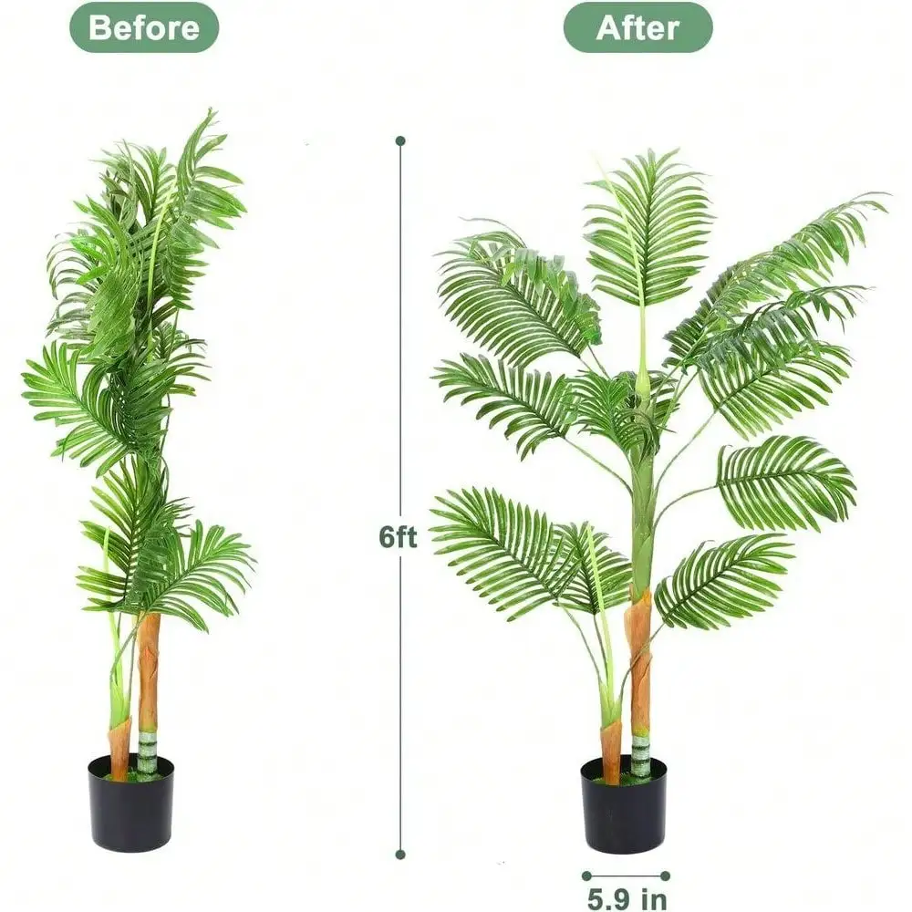 Artificial Areca Palm Plant,Fake Faux Tropical Palm Plant for Home Christmas