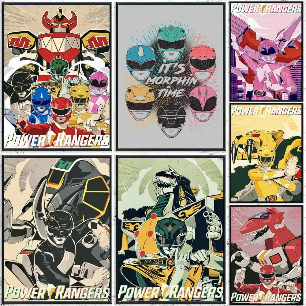 America P-Power Movie R-Ranger Poster Perfect Sticker Self Adhesive for Office Home Theater Wall Art Decor Fancy Gift