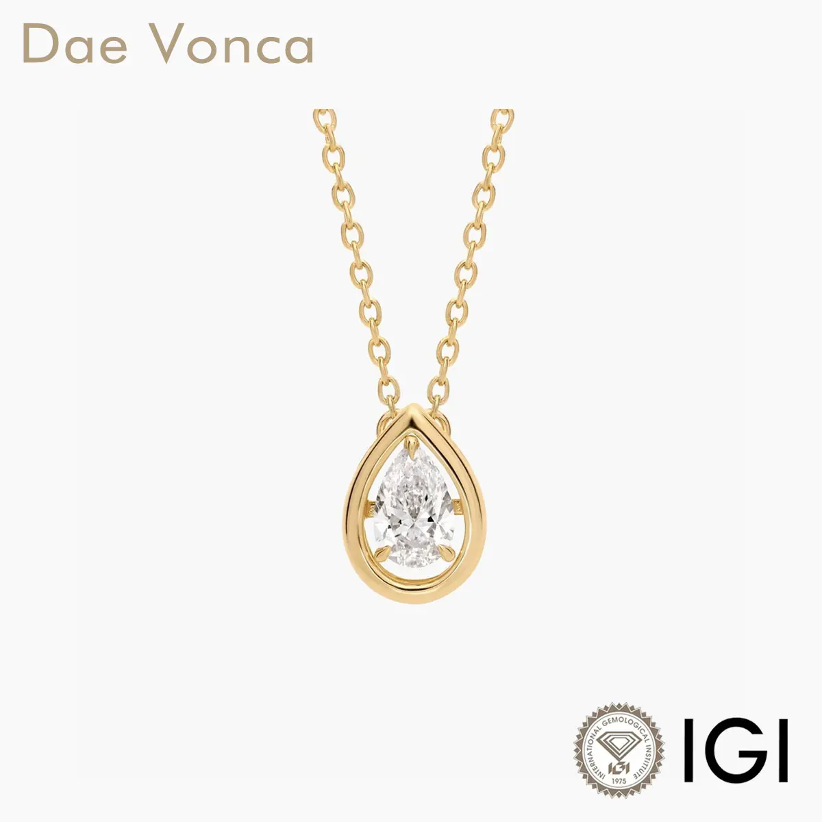 Floating Solitaire Pendant Charm 1.0ct-2.0ct Pear Cut Lab Grown Diamond IGI Certificate 9K/14K/18K Yellow Gold For Her Gift
