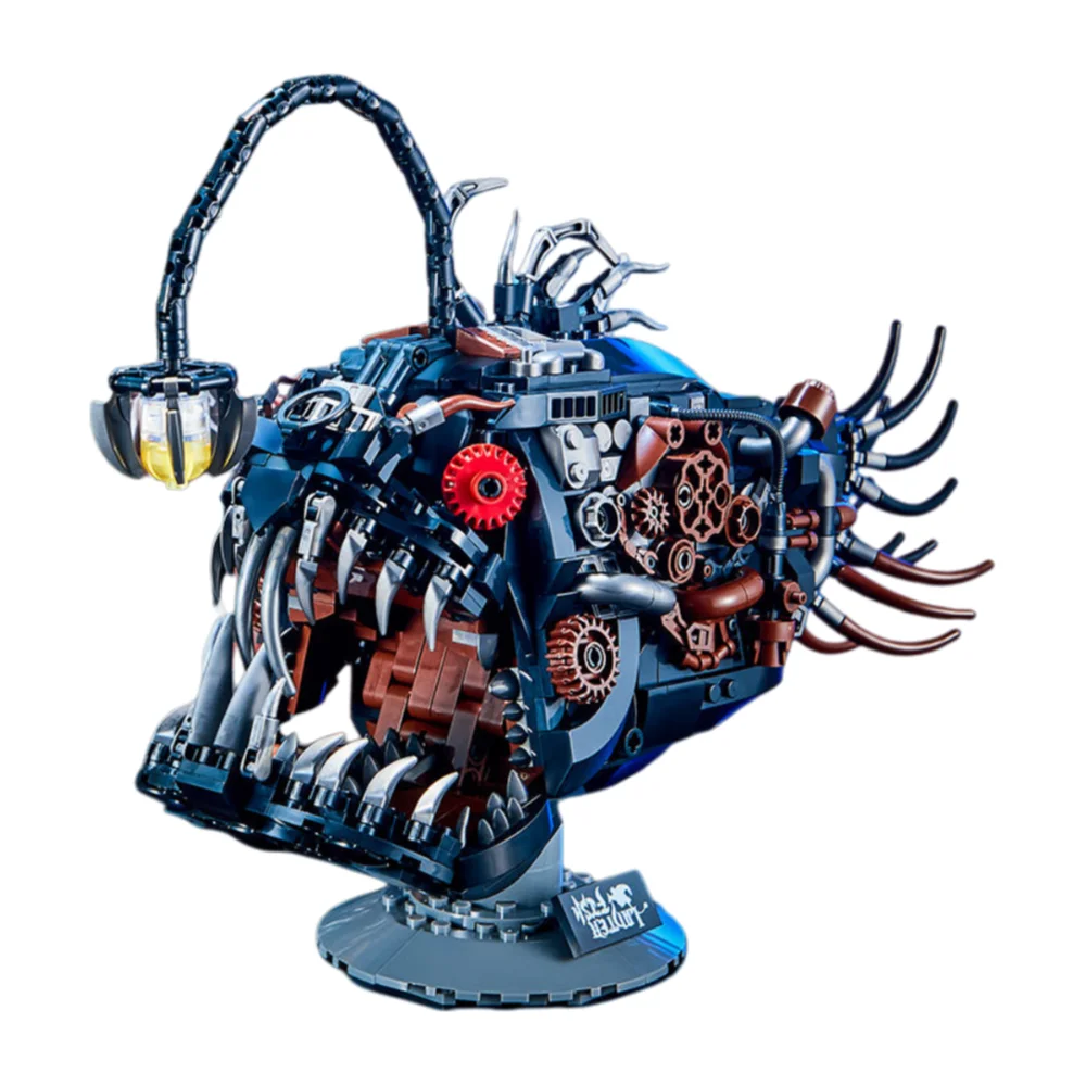 

1038 шт. механические компоненты освещения рыбы-фонарика, креативный домашний декор, модель строительных блоков в сборе, подарок на день рождения