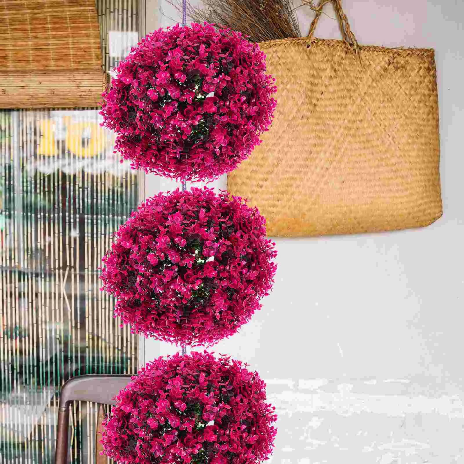 Artificial Flowers for Outdoors Eucalyptus Grass Ball Fake Plant Decorative Ceiling Ornaments Rosy Plastic Mother Plants