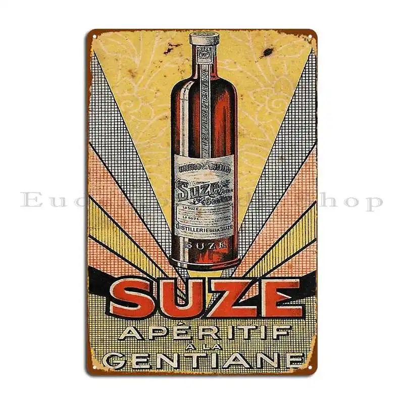 Vintage Advertising Poster Suze Gentian Aperitif Metal Plaque Poster Cinema Club Designing Wall Decor Kitchen Tin Sign Poster