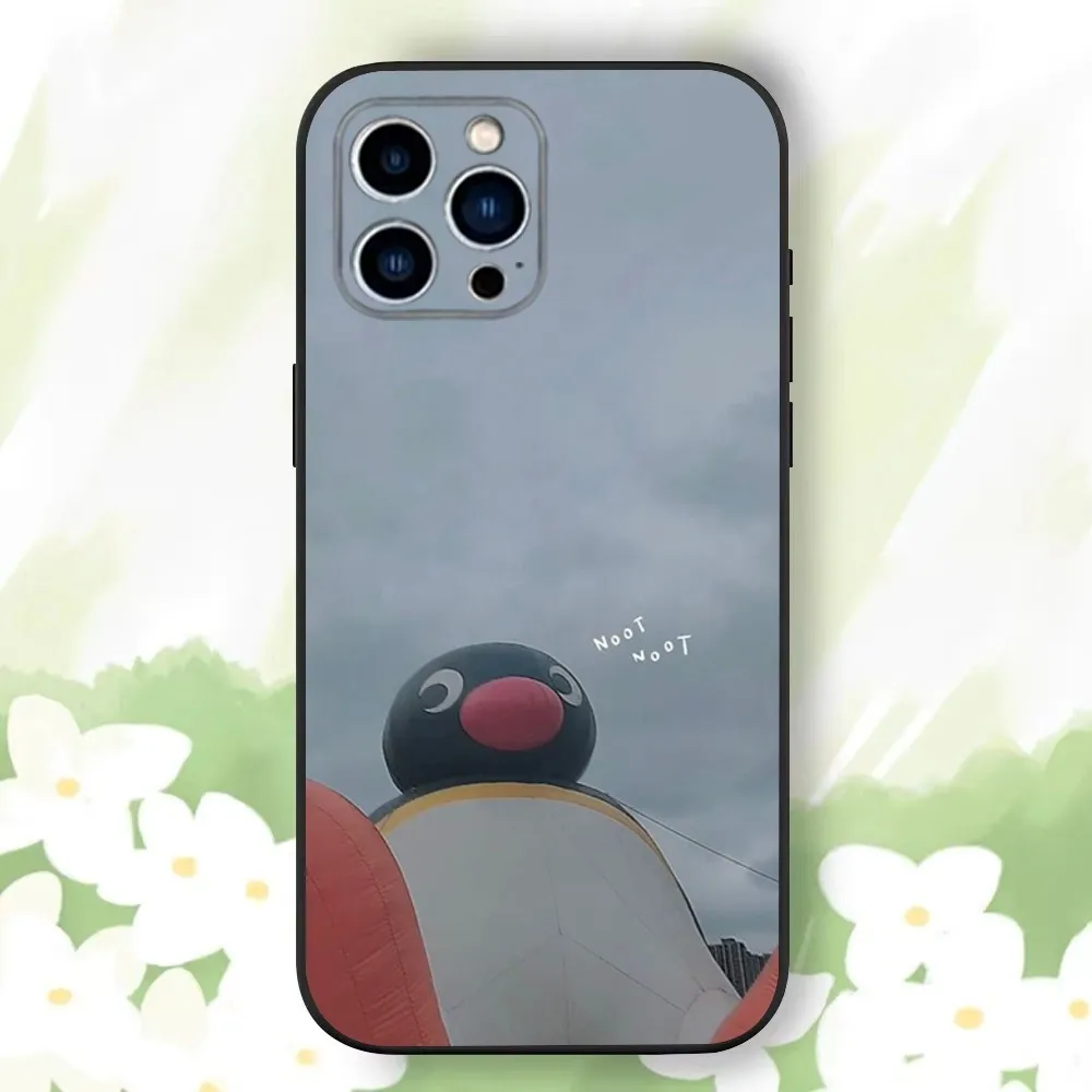 Cartoon P-Pingu Penguin Phone Case For iPhone 16,15,14,13,12,11 Plus,Pro Max,XS,X,XR,SE,Mini,8,7，Soft Silicone Black Cover