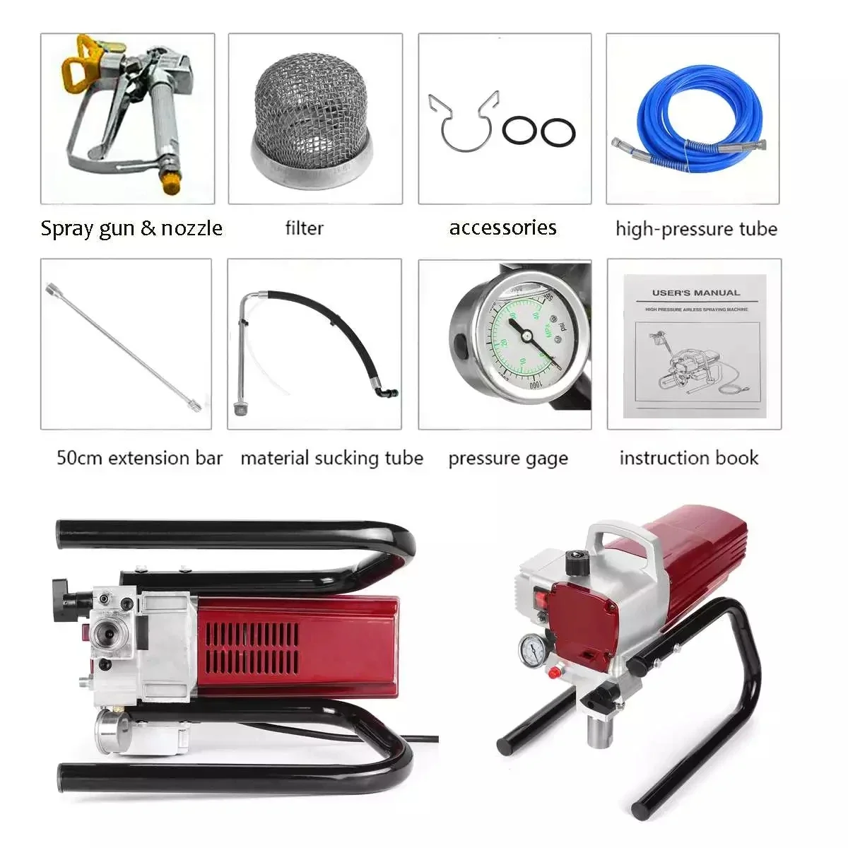 1500W High-pressure Airless Spraying Machine Professional Airless Spray Gun Airless Paint Sprayer Painting Machine Tool