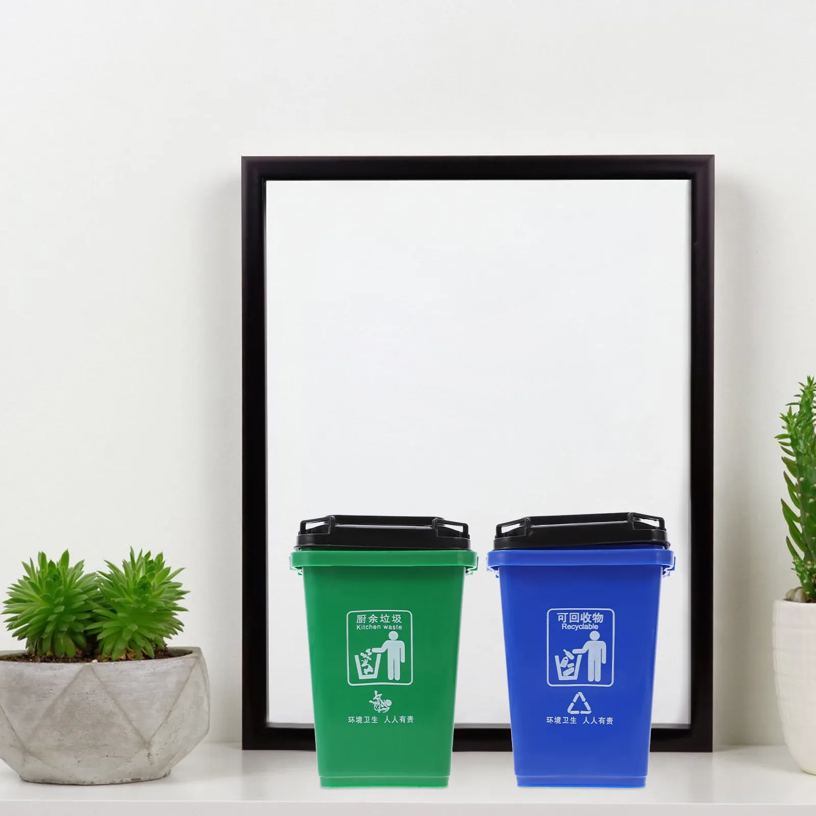 2Pcs Trash Can Shape Pen Holder Creative Desktop Pencil Cup Storage Basket for Stationery Makeup Brushes Scissors Rulers Office