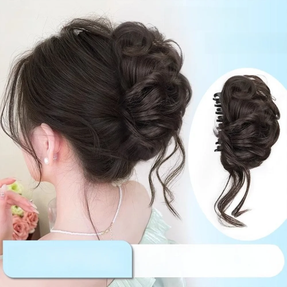 

New Synthetic Hair Bun Claw Clip Natural Curly Hair Bun Head Wig Fluffy Brown Black Wig Hair Clip Hair Accessories