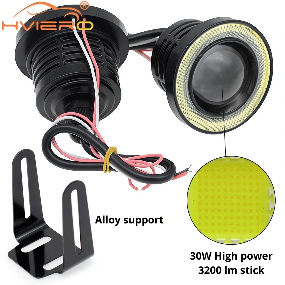 2X Car COB Auto DRL Led 12V HeadLamps Angel Eyes Fog Waterproof Headlights DRL Daytime Running DayLight Turn Signal Trunk Led image 5