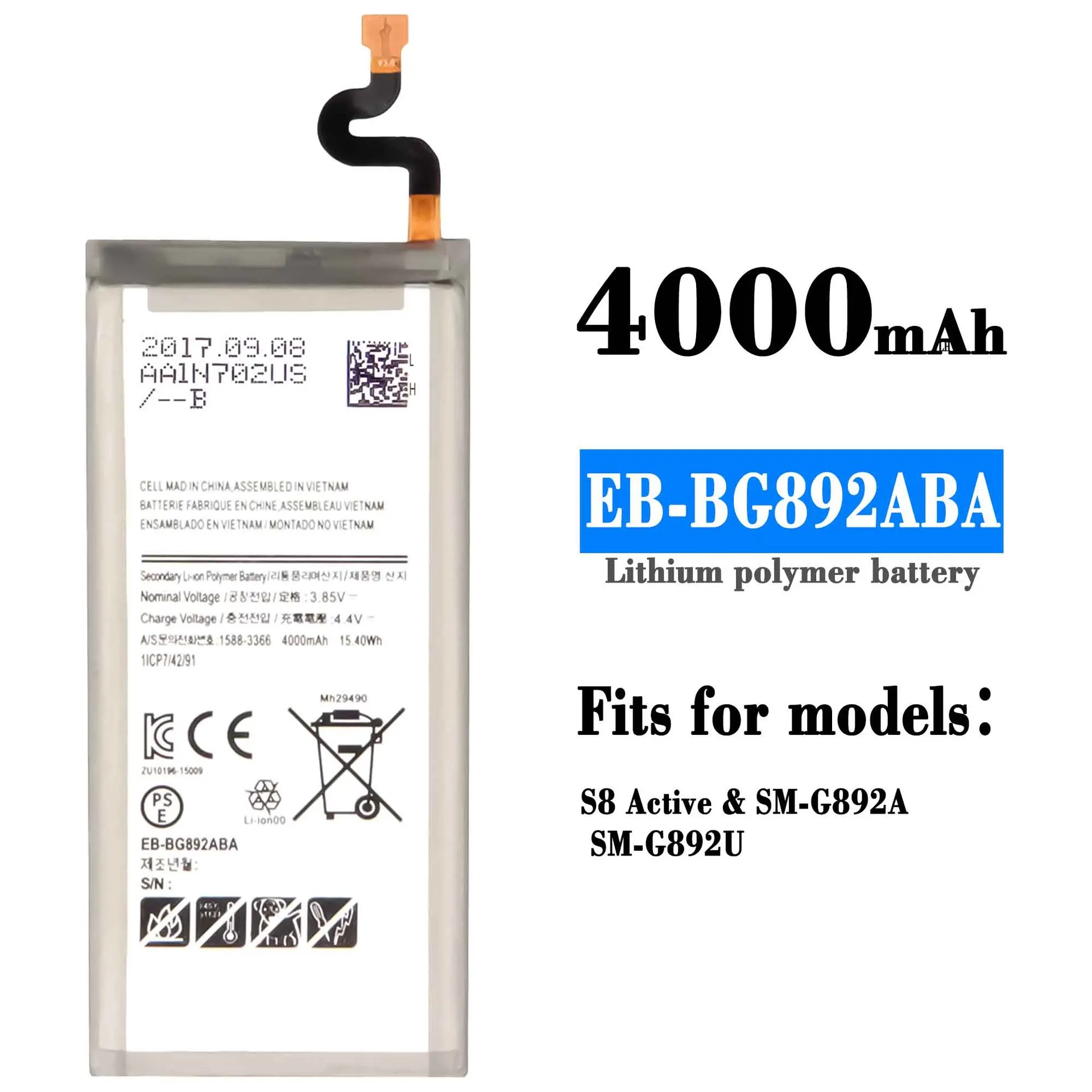 

EB-BG892ABA Mobile Phone Replacement Battery For Samsung S8 Active SM-G892U EB-BG892ABA New Built-in Battery