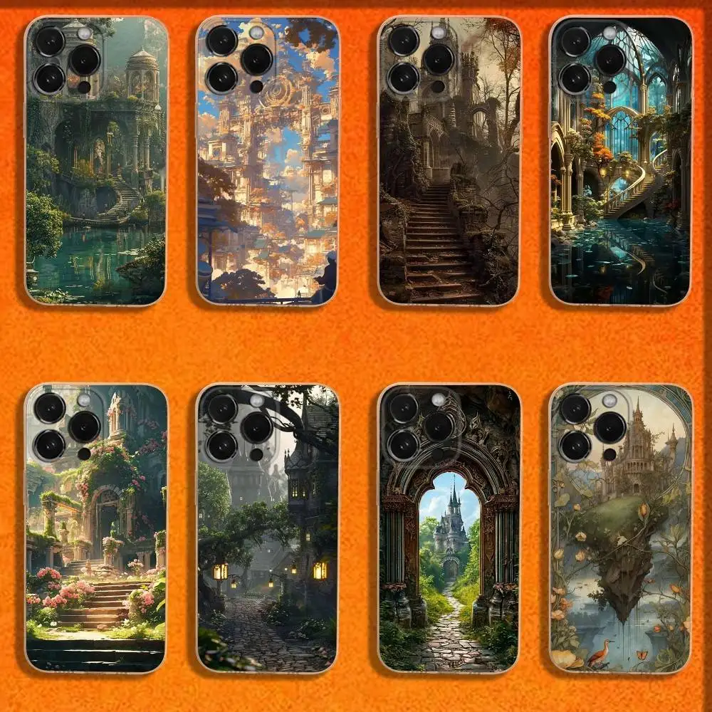 

Art Nouveau Of Astrology Architecture Phone Case For iPhone 16,15,14,13,12,Plus,Pro,Max,XR,XS,Plus,E,Mini Transparent Soft Cover