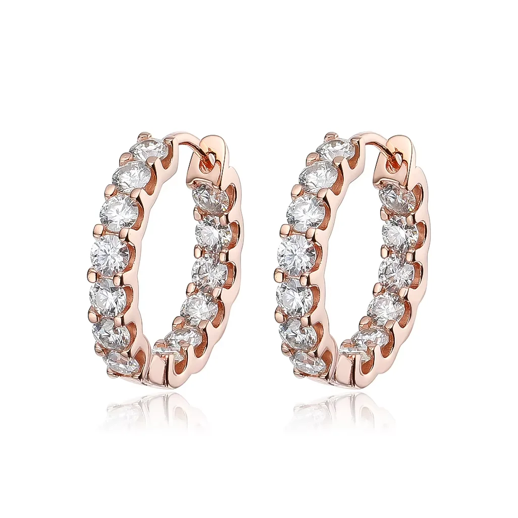 Smyoue 18 Karat vergoldeter, insgesamt 2,6 CT voller Moissanit-Creolen für Damen, funkelnder Hochzeits-Party-Ohrring, 925er Sterlingsilber-Schmuck