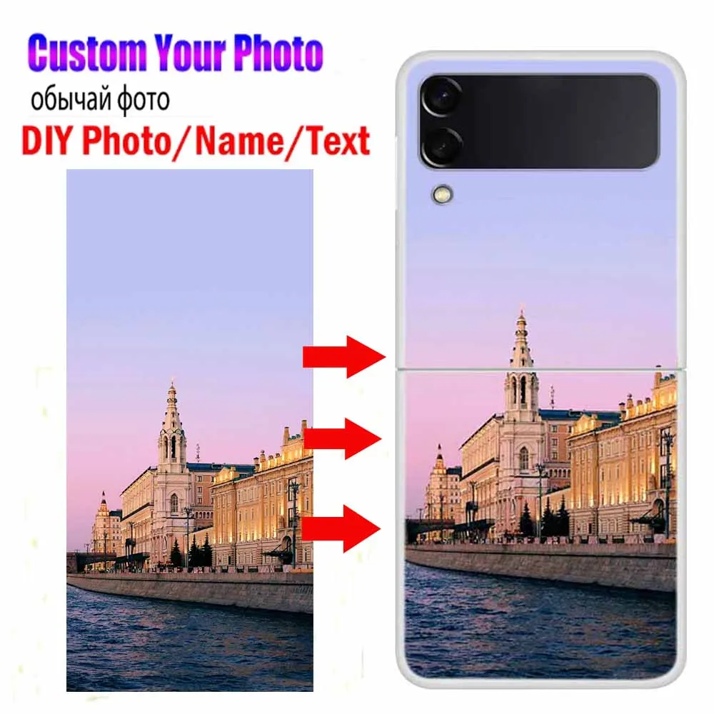 Customized DIY Photos Phone Cases for Samsung Galaxy Z Flip3 Flip4 Flip6 Clear PC Cover For Samsung Z Flip5 Case Image Logo Text
