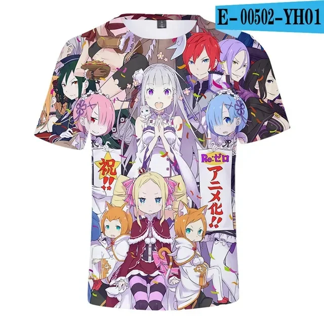 New Anime Re:zero  3D Printed T-Shirt Men Women Cosplay  Short Sleeve Cute Fashion Kawaii  T-Shirt Harajuku Clothes