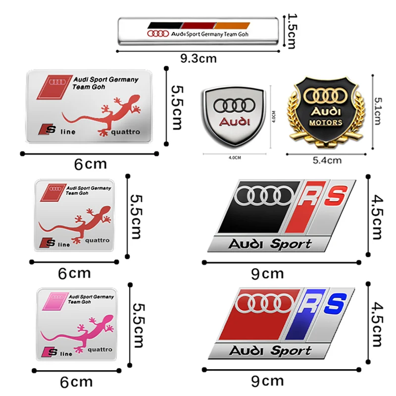 Car Styling Metal Aluminum Sticker Body Badge Decorative Sticker For Audi Quattro Sline A3 A4 A5 A6 B5 B6 Q3 Q5 Q7 Car Styling