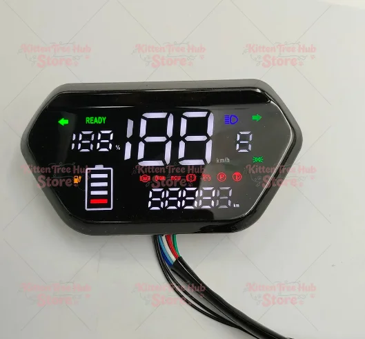 48V 60V 72V Electric Scooter Scooty Speed Instrument Meter Power Digital LED Motorcycles Display Speedometer One-line Instrument