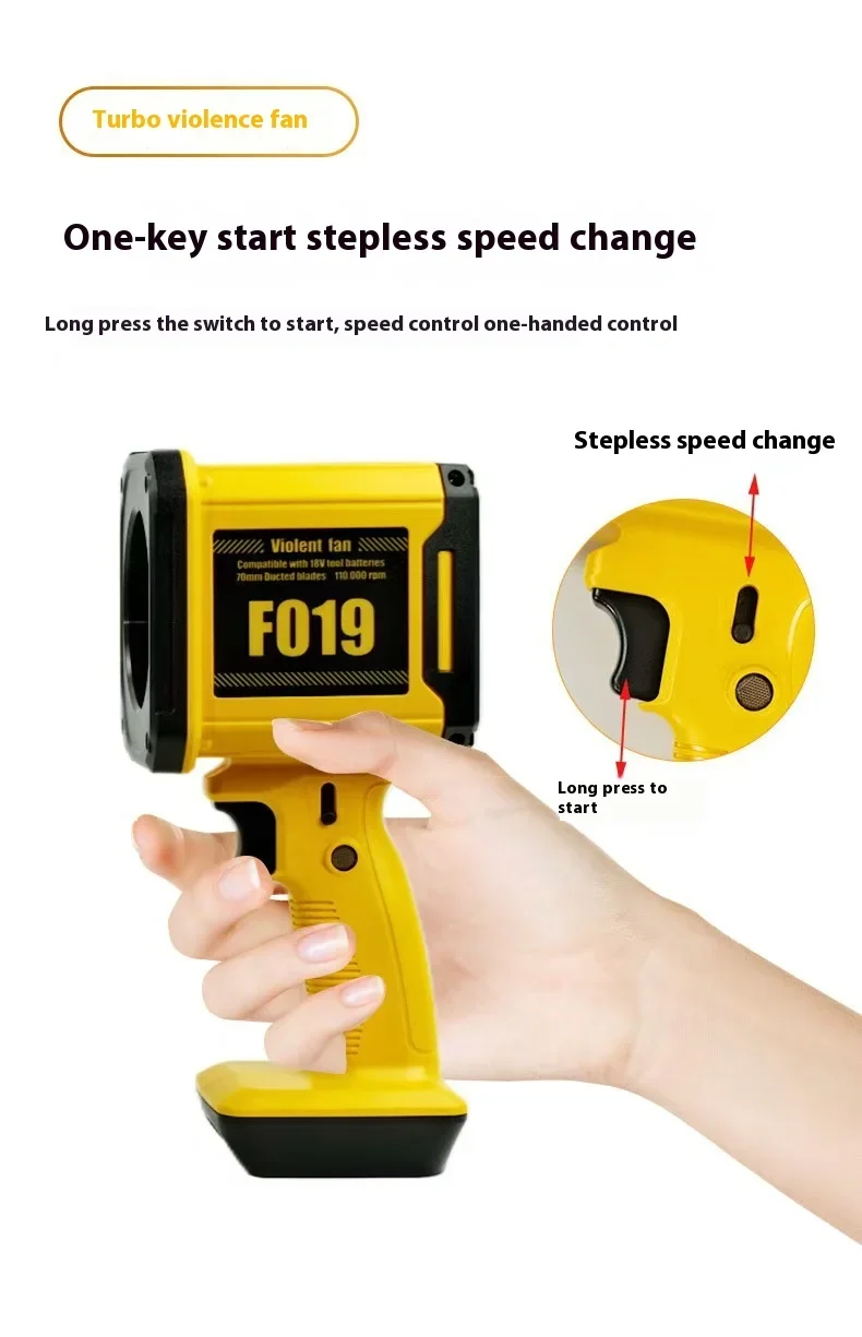 مروحة توربو عنيفة محمولة باليد عالية الطاقة بدون فرش عالية السرعة مثبتة على السيارة وكبيرة جدًا في الهواء الطلق