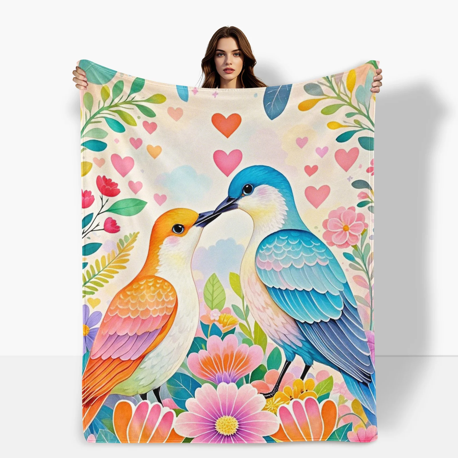 

Красивое настенное одеяло с цветочным принтом Lovebird для друзей, чтобы поделиться тепло и улучшить домашний декор в стиле