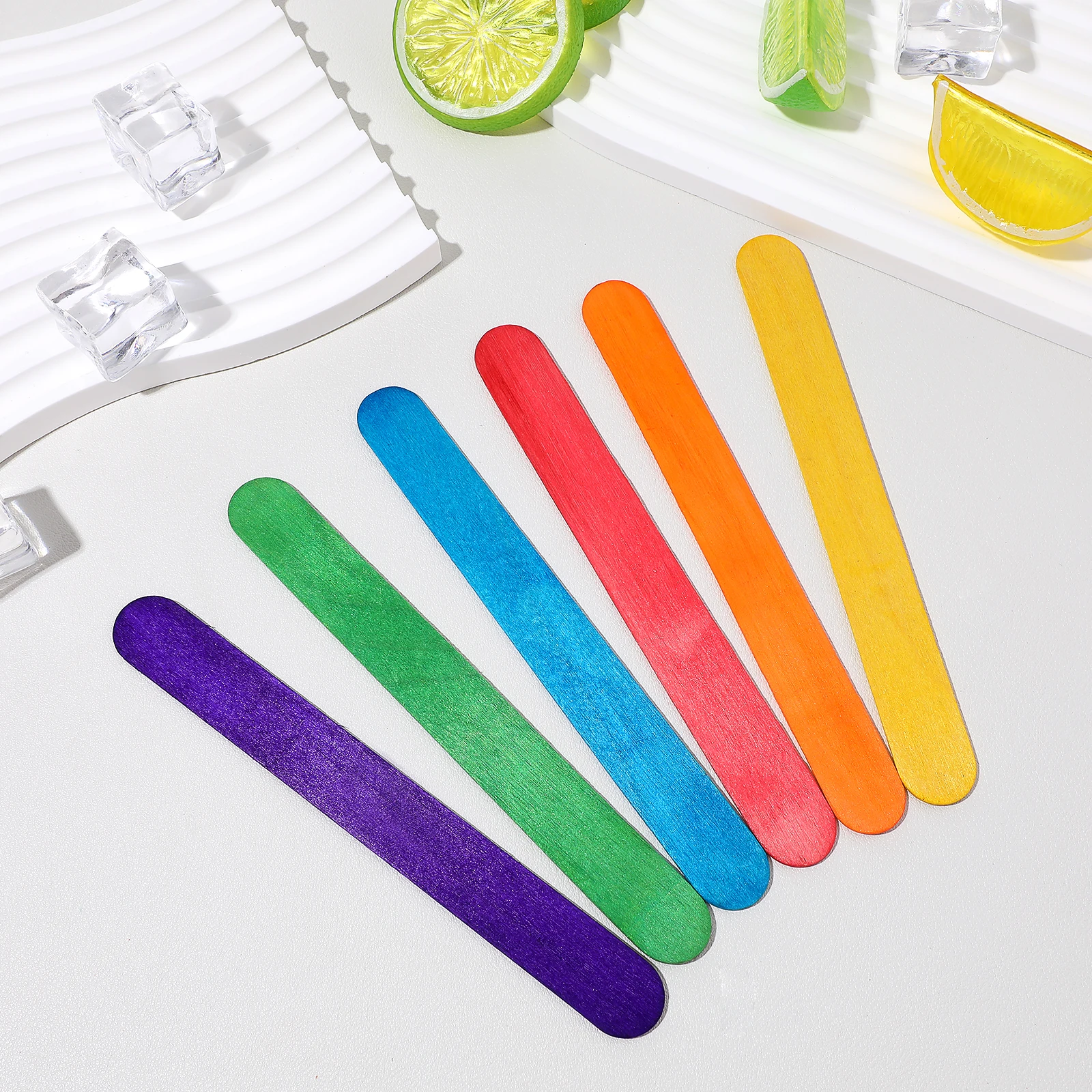 200pcs Colorful Ice Cream Sticks Colored Popsicle Craft Wood Diy Bulk Kids Classroom Party Camp Projects Decoration
