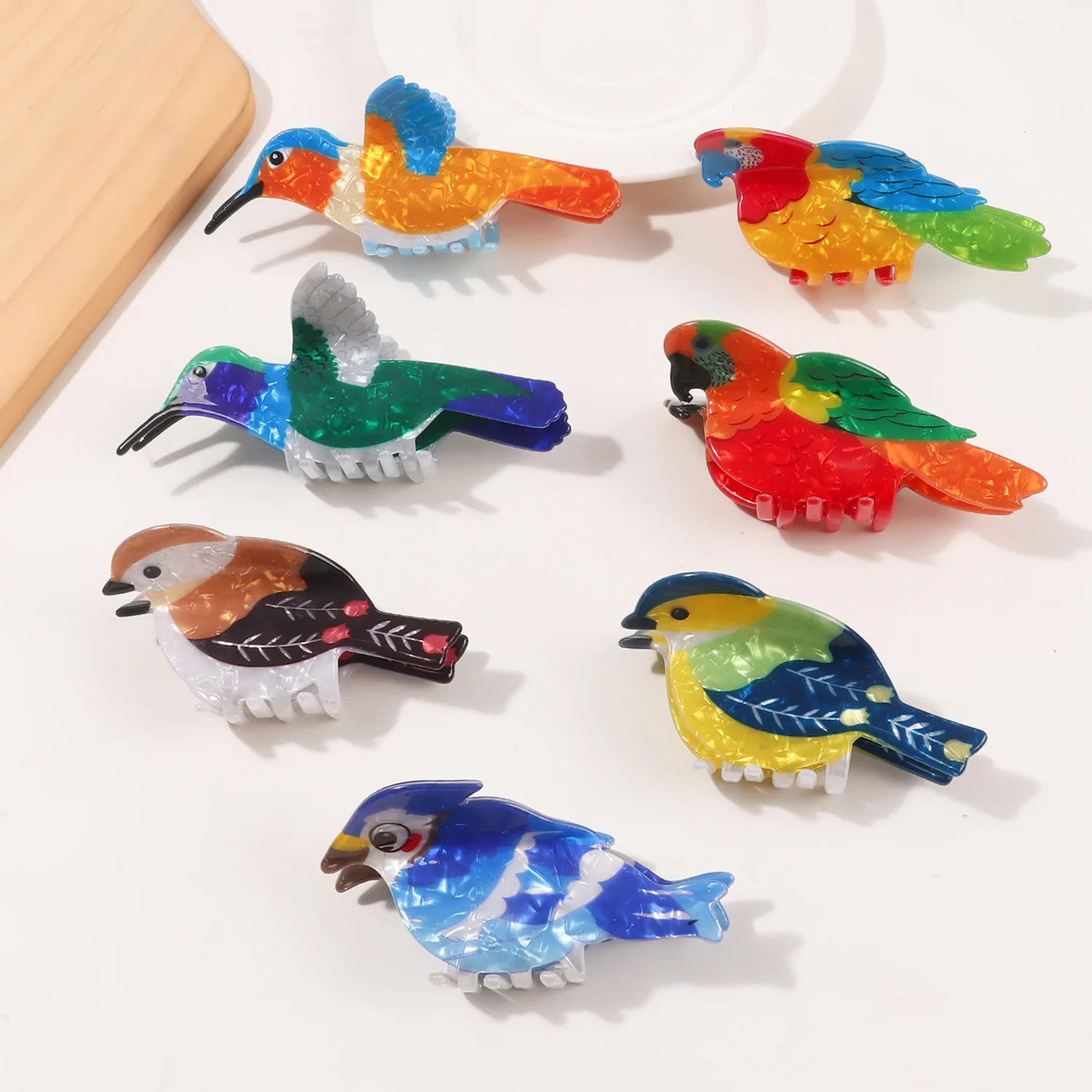 1Pcs Cute Cartoon Hummingbird Parrot Hair Claw Colorful Bird Series Claw Clips Trendy Hair Clips Hair Accessories for Women Girl