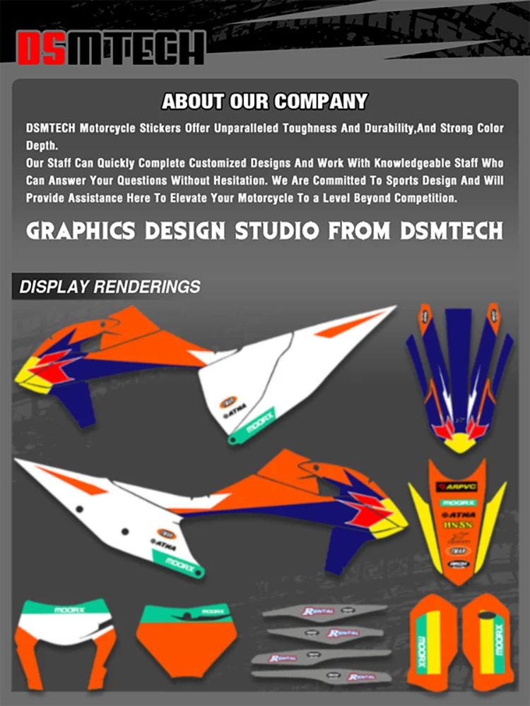 Zestawy naklejek i grafiki motocyklowej DSMTECH do KTM 125 250 350 450 500 525 SX SXF XC 2019-2022 EXC XCW 2020-2023 — 2