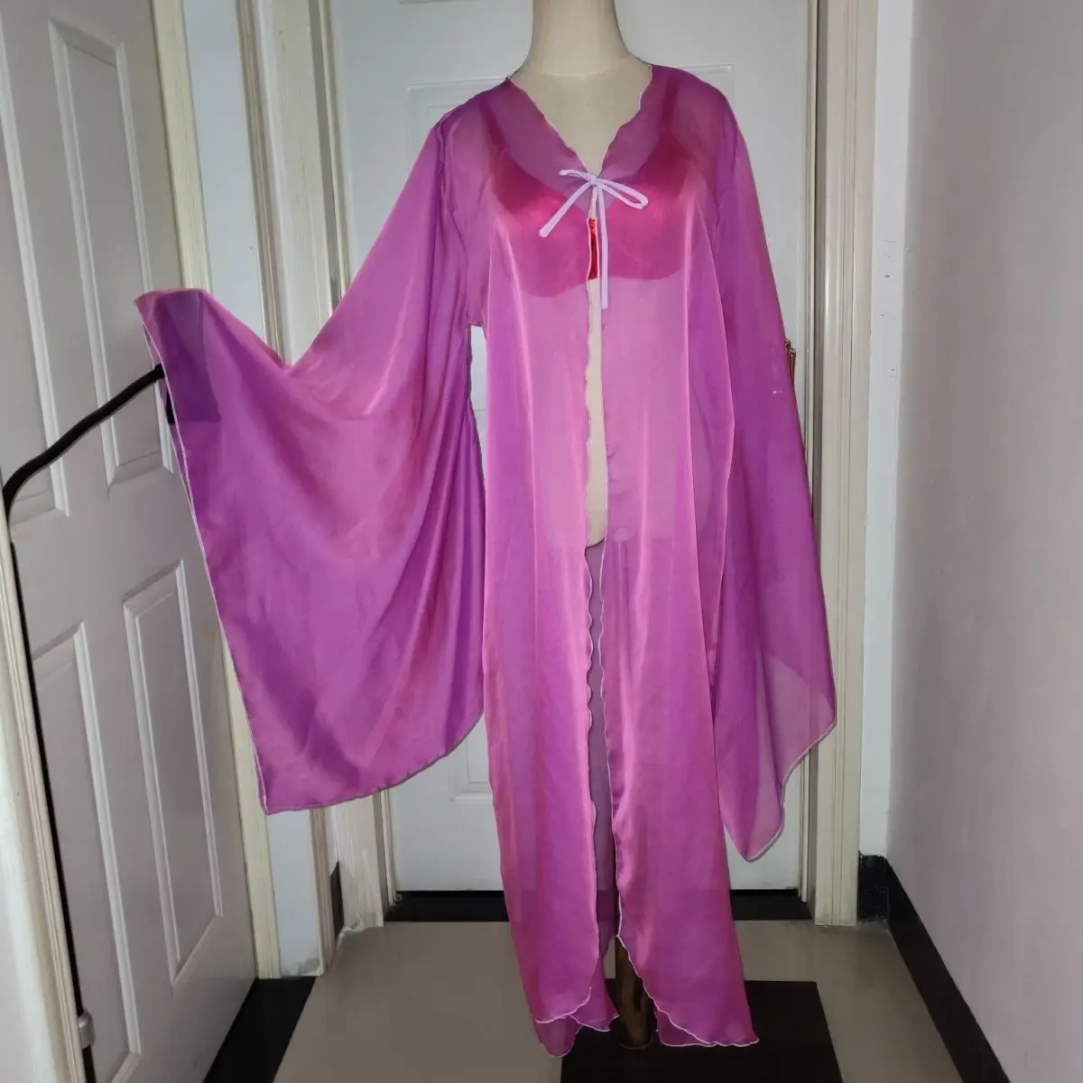 

See Through Mesh Voile Elegant Women High Waist Maxi Dress Loose Plus Size Casual Cardigan