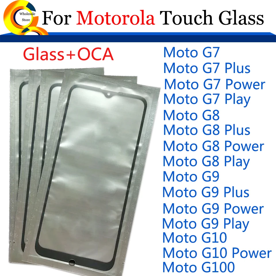 

10Pcs\Lot For Motorola Moto G100 G10 G9 G8 G7 Power Play Plus Touch Screen LCD Front Glass Repair With OCA