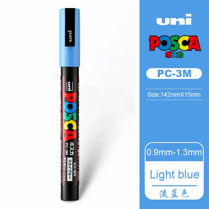 UNI PC 1M/3M/5M Posca Farbmarker Stift Alle Farben Wasserbasierende Stifte Japan Mitsubishi Schreibwaren DIY Malerei Graffiti Kunstbedarf