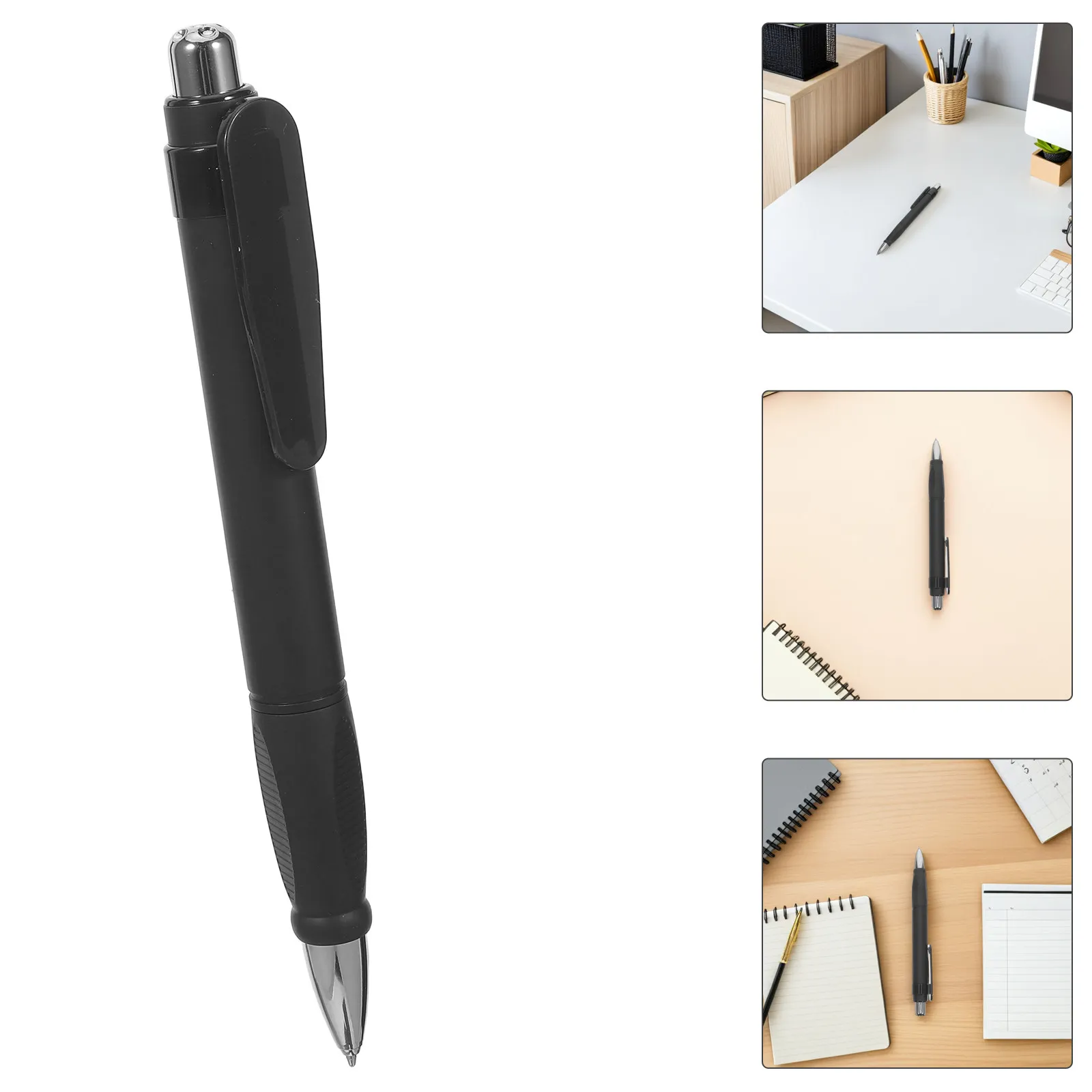 

3 Pcs Thick Barrel Ballpoint Pen Retractable Click Pens Black Ink 1.0mm Medium Point Abs For School Easy Grip Smooth Writing