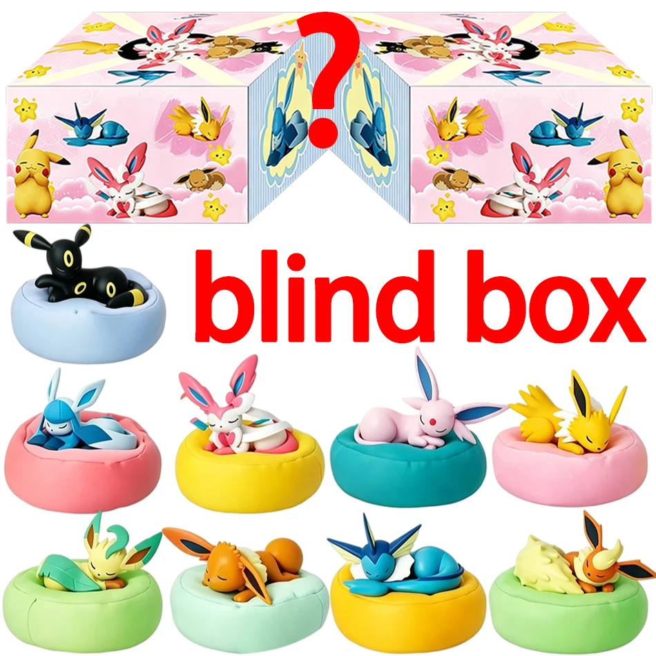 

9pcs Anime Pokémon Blind Box Eevee Figure Toys sleep Form Series PVC Model Desktop Decoration Doll birthday Christmas Gift