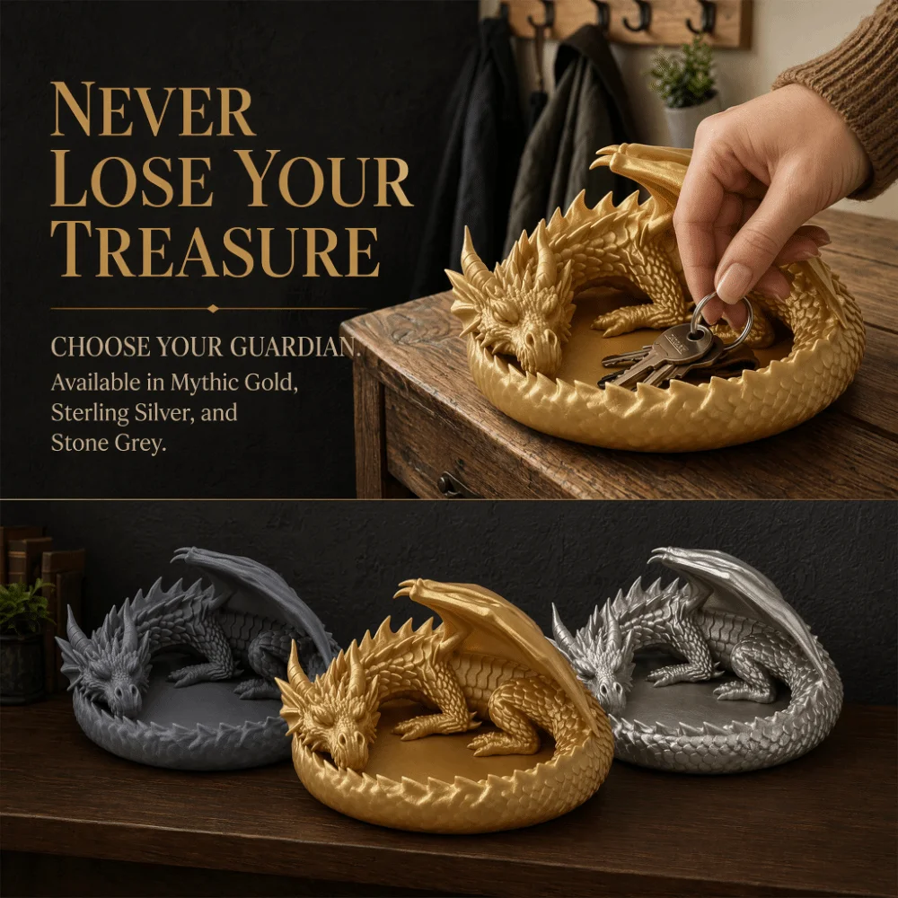 3D Printing Dragon Tray Dark Style Decorative Jewelry Storage Tray Mythical Creature Plastic Desktop Organizer Display Holder