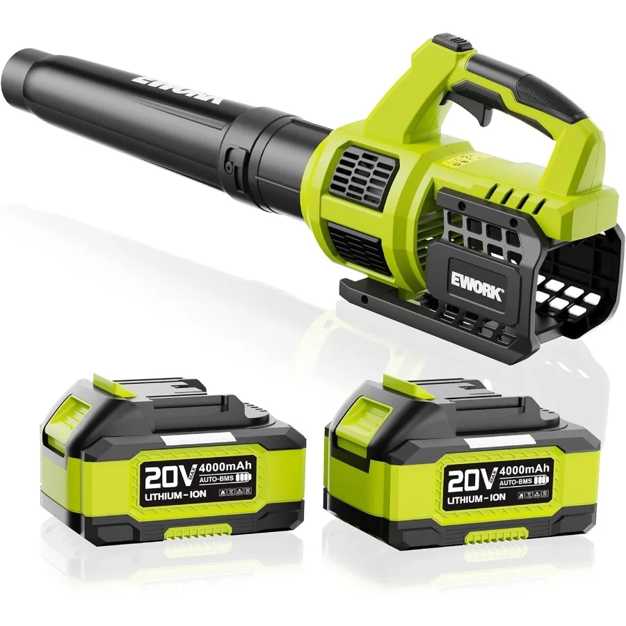 منفاخ أوراق شجر لاسلكي 20 فولت منفاخ أوراق كهربائي قوي مع بطاريات 2 × 4.0 أمبير وشاحن توربو متغير السرعة حتى 550 درجة مئوية و #1