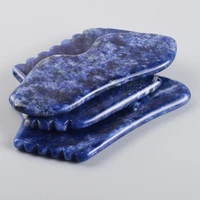Pierre de Jade naturelle Gua Sha, peigne de Massage du visage à rayures bleues, outil de grattage de la peau du visage, beauté et santé, Anti-Cellulite, soulage le SPA 5