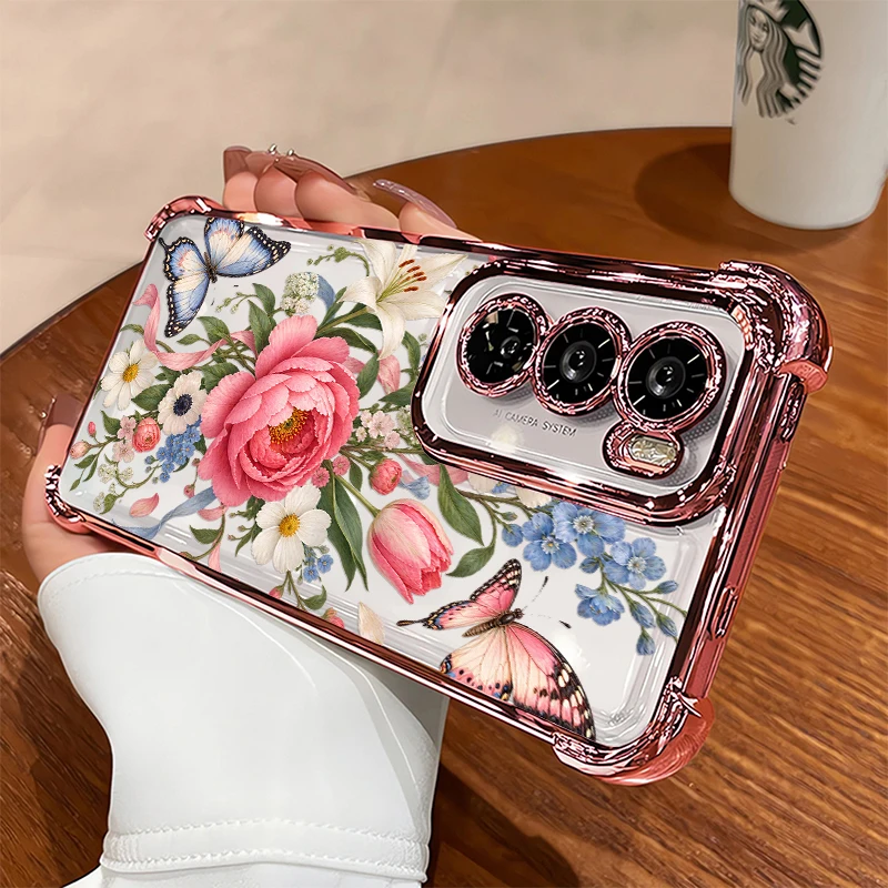 Floral Print Pattern Case For Moto G77 G75 G35 G32 G60 G15 G14 G06 G40 Fusion G37 Power E22 E13 G9 Play Dustproof TPU Cover Etui