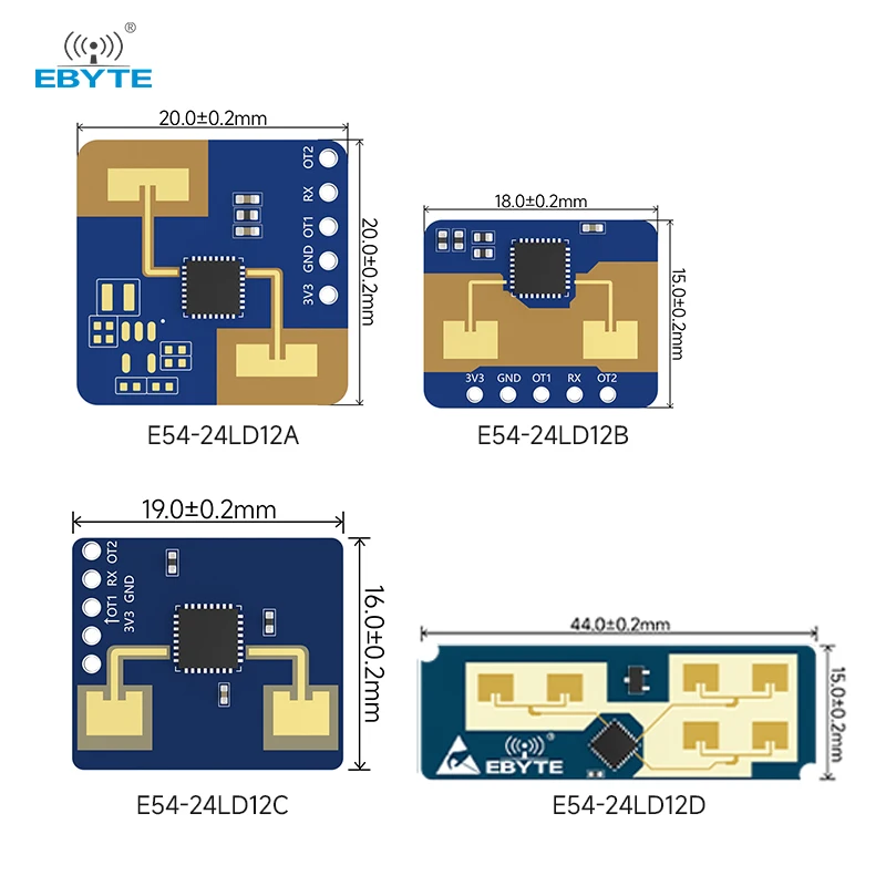 EBYTE E54 Series 2.4GHz Millimeter Wave Radar Module Motion Detective Module Micromotion Sensor Radar Angles Up to 60 Degrees