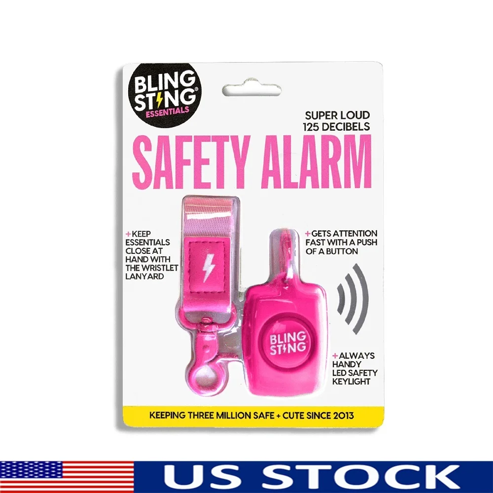 

Мини-сигнализация личной безопасности, громкая 125 дБ с браслетом, светодиодная подсветка, портативный инструмент для самообороны, личная безопасность, ярко-розовый