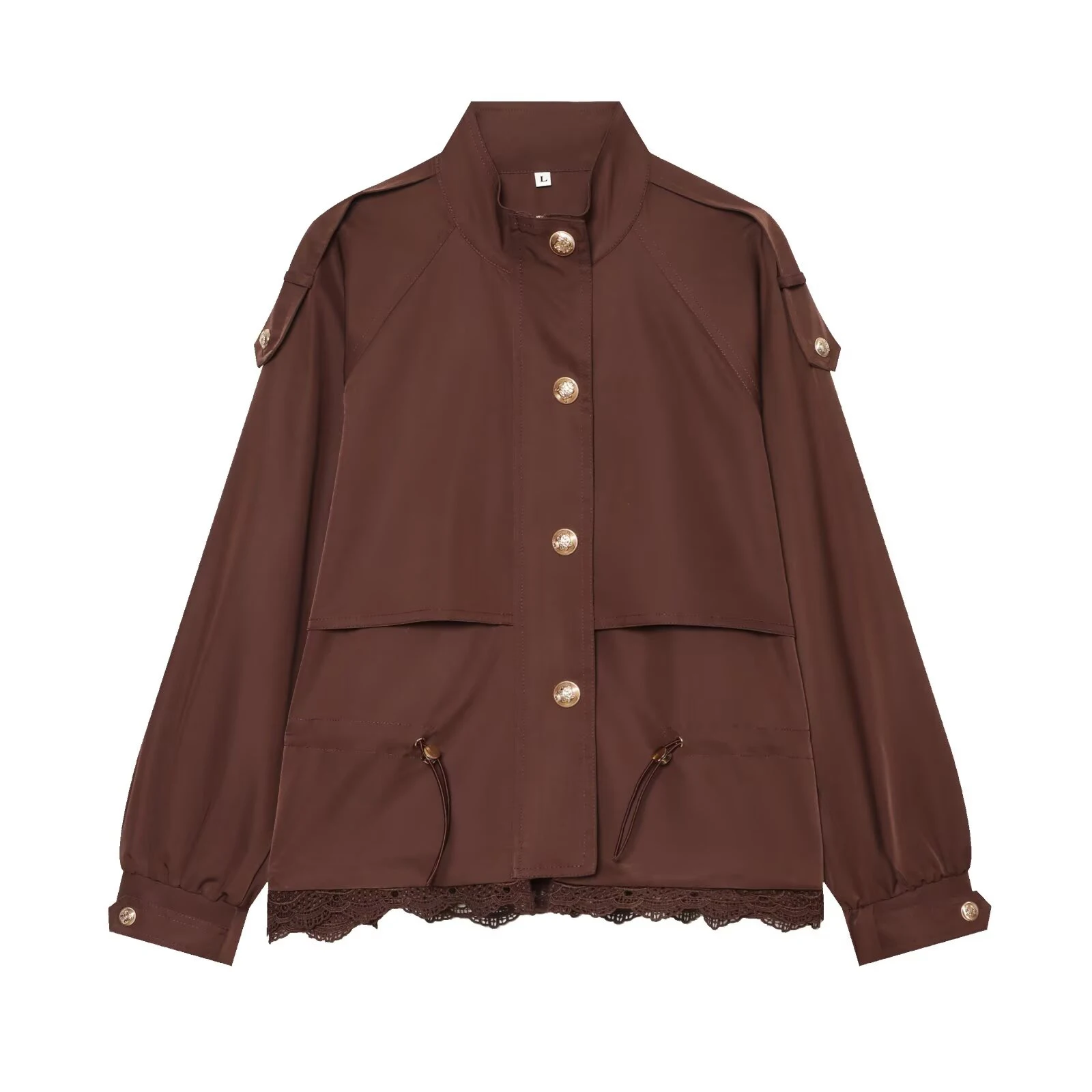 European and American Style 2026 Autumn New Women's Loose-Fitting Versatile Lace-Patchwork Workwear Coat