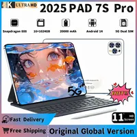 2025 NEW Original PAD 7S Pro Snapdragon 888 Android14 Tablets 16GB+1TB 11 Inch HD 20000mAh 5G Dual SIM PhoneCall WIFI Tablet PC