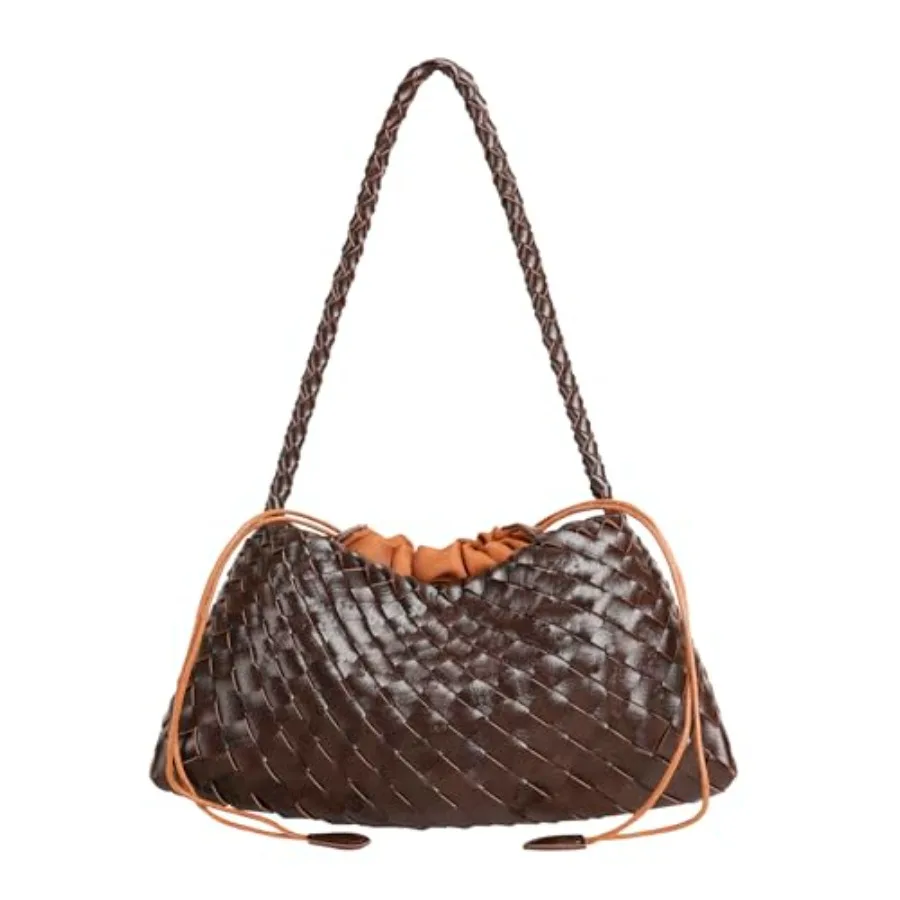 

Кожаная плетеная сумка-корзина из веганской кожи, милая сумка-хобо через плечо