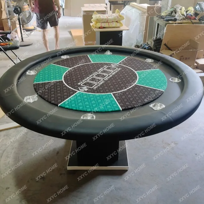 HHHHNew Round Chips Texas Hold'em Table Recipe Column Wooden Feet