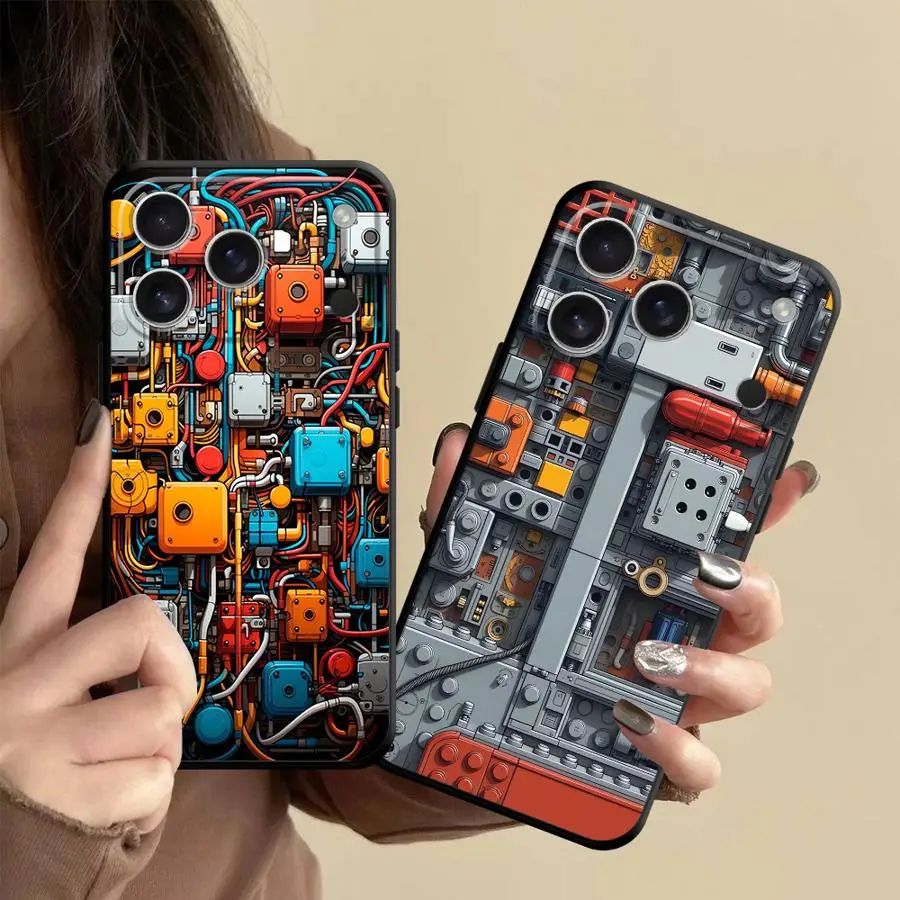 Cyberpunk Circuit Board Phone Cover Case for Apple iPhone 17 Pro Max 7 8 12 Plus 13 Mini 16 15 11 Air 17e XS XR