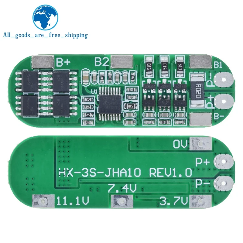 Lithium Battery Charger Protection Board, Li-ion Cell Charging, equilibrado, 3S, 10A, 12V, 11.1V, 12.6V, 18650